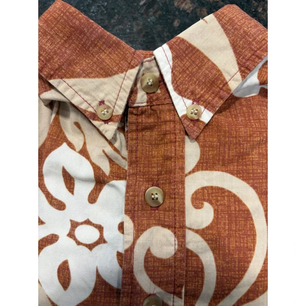 Kahala 1936 Mens Small Orange Floral Hawaiian Popover Shirt Cotton 3048 5658 - Picture 9 of 9
